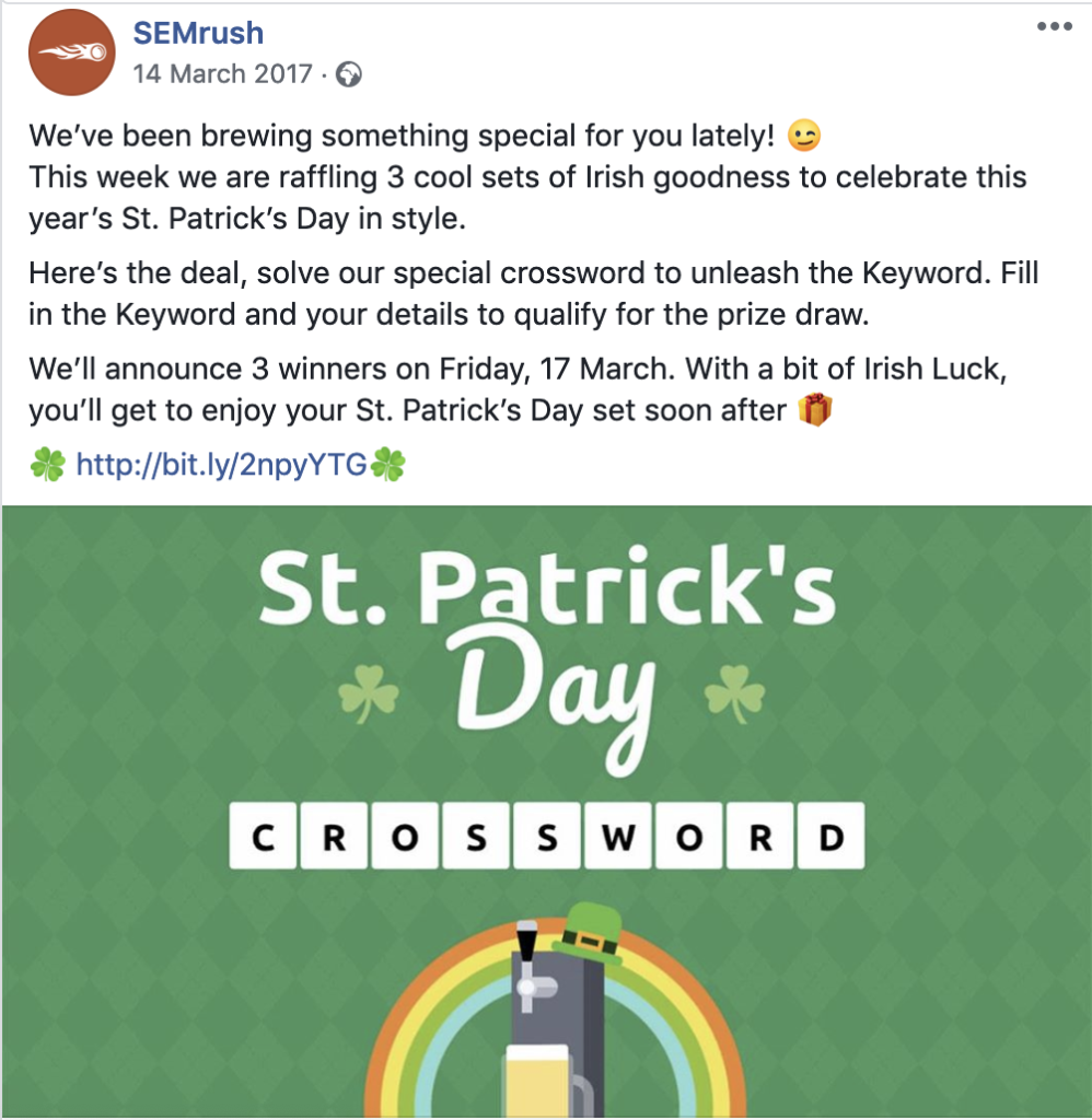 SEMRush St. Patrick's Day Crossword